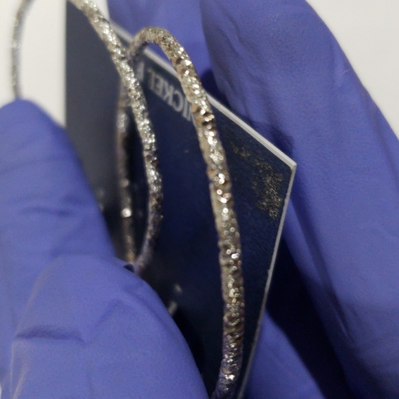 Silver Textured Finished Hoop Earrings - Nickel-Free, Women's Fashion Jewelry - Picture 8 of 8